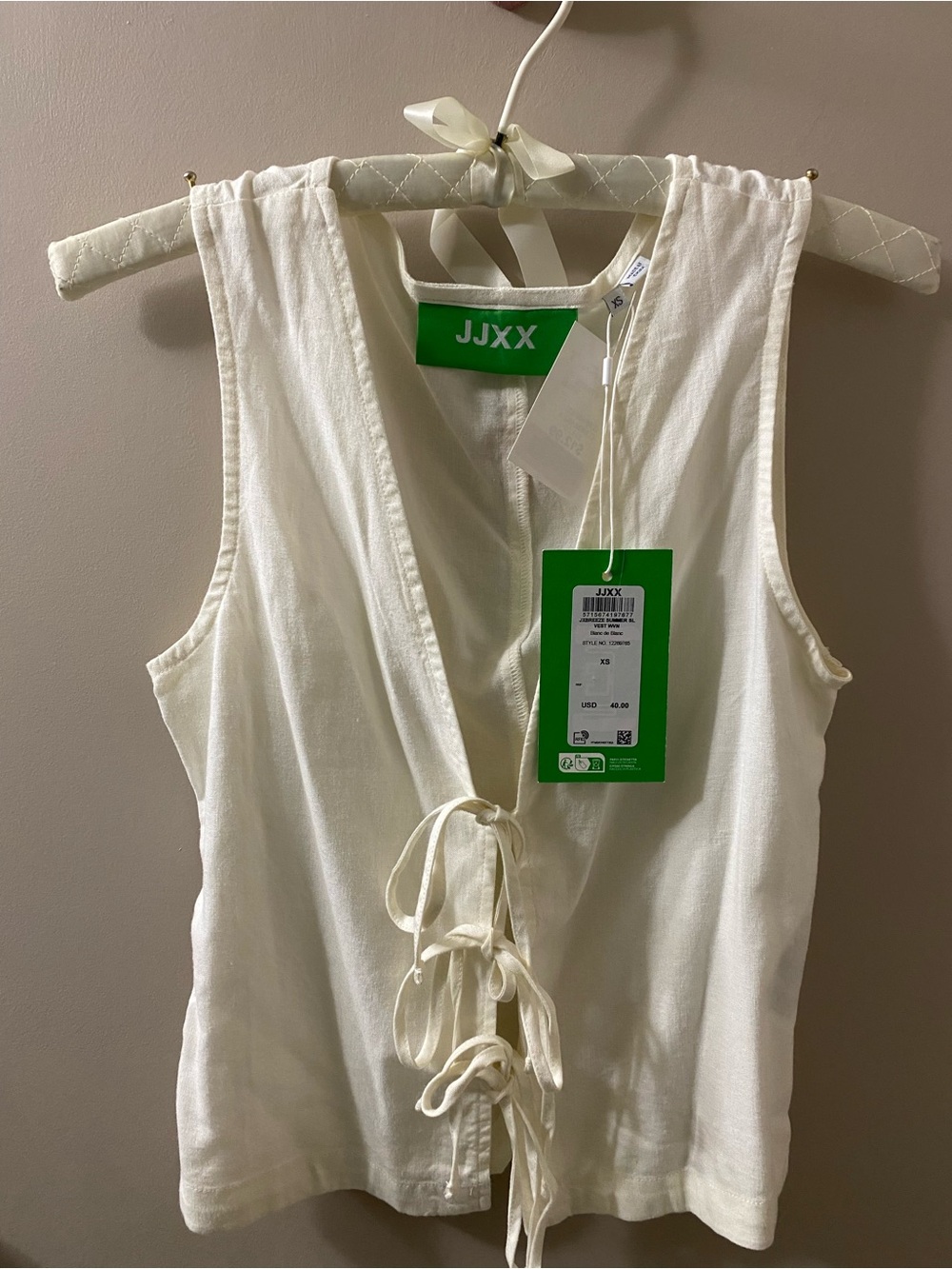 JJXX White Linen Sleeveless Top